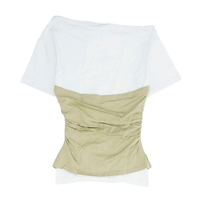 White Color Block Blouse