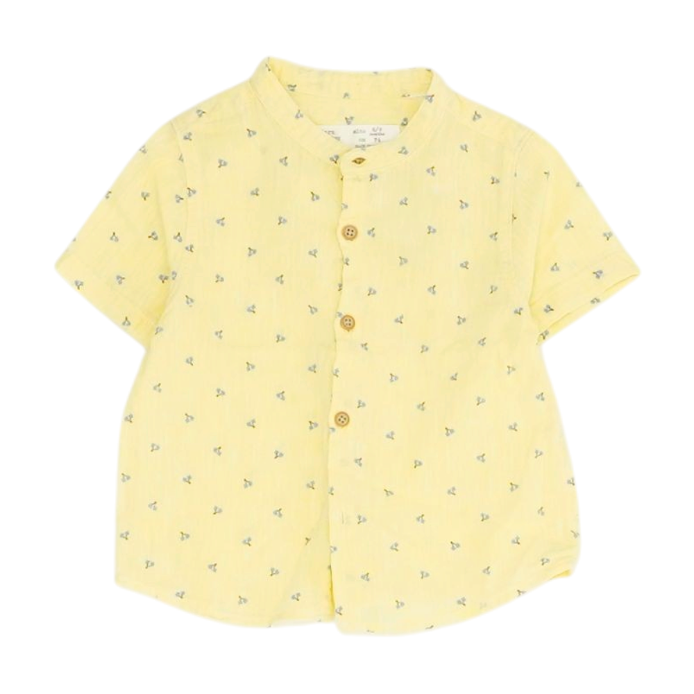 Yellow Graphic Short Sleeve Button Down
