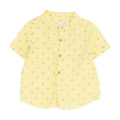 Yellow Graphic Short Sleeve Button Down