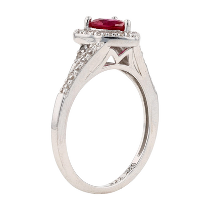 Sterling Silver Synthetic Ruby Fashion Ring