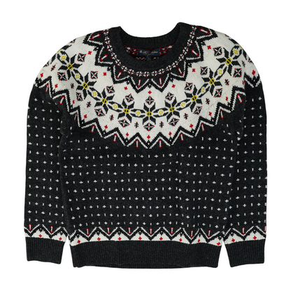 Gray Print Pullover Sweater