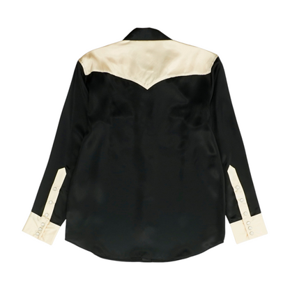 Black Color Block Button Down