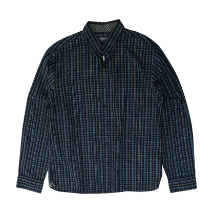Navy Plaid Long Sleeve Button Down