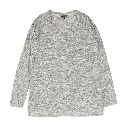 Gray V Neck Knit Top
