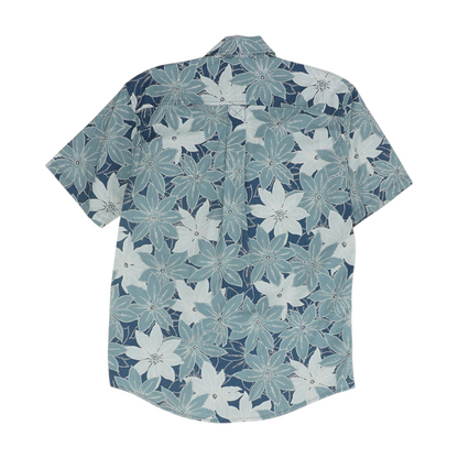 Blue Floral Short Sleeve Button Down