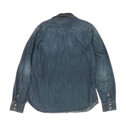 Blue Solid Flannel Button Down