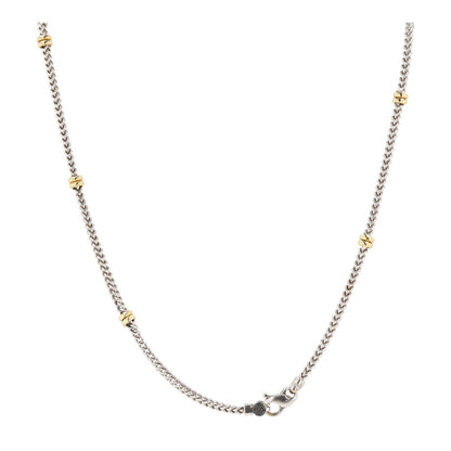 14K Two Tone Gold Square Chain With Stationed Yellow Gold Accents Necklace