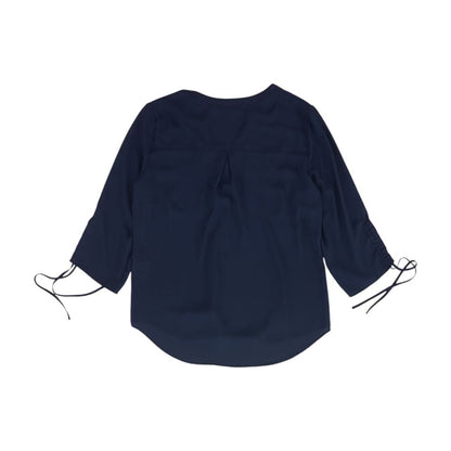 Navy Solid Long Sleeve Blouse