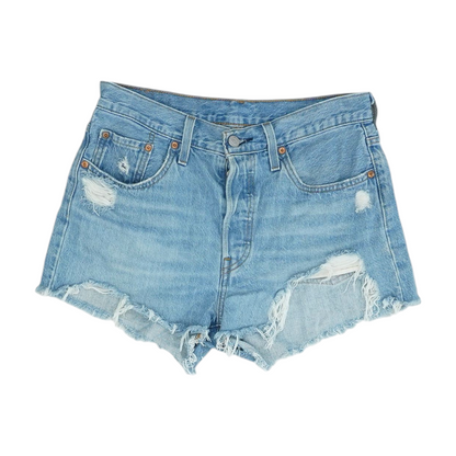 Blue Solid Denim Shorts
