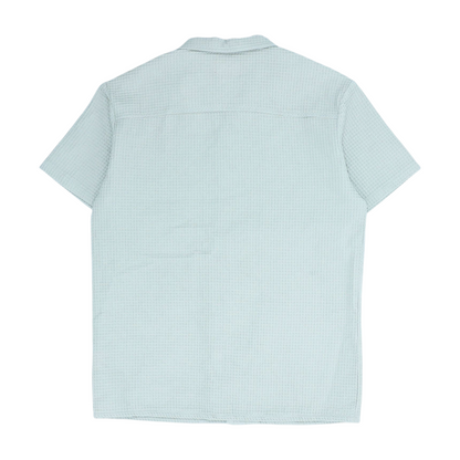 Beige Solid Short Sleeve Button Down