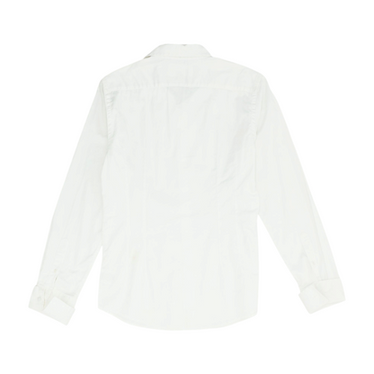 White Solid Long Sleeve Button Down