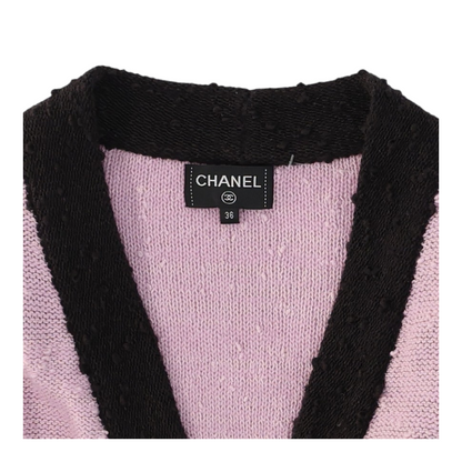 Purple Belted Wool Colorblock Knitted Cardigan
