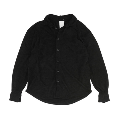 Black Solid Flannel Button Down