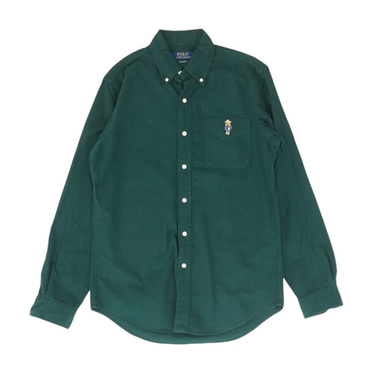 Green Solid Long Sleeve Button Down