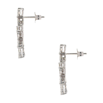 3/4 Ct 14K White Gold Diamond Clover Drop Earrings