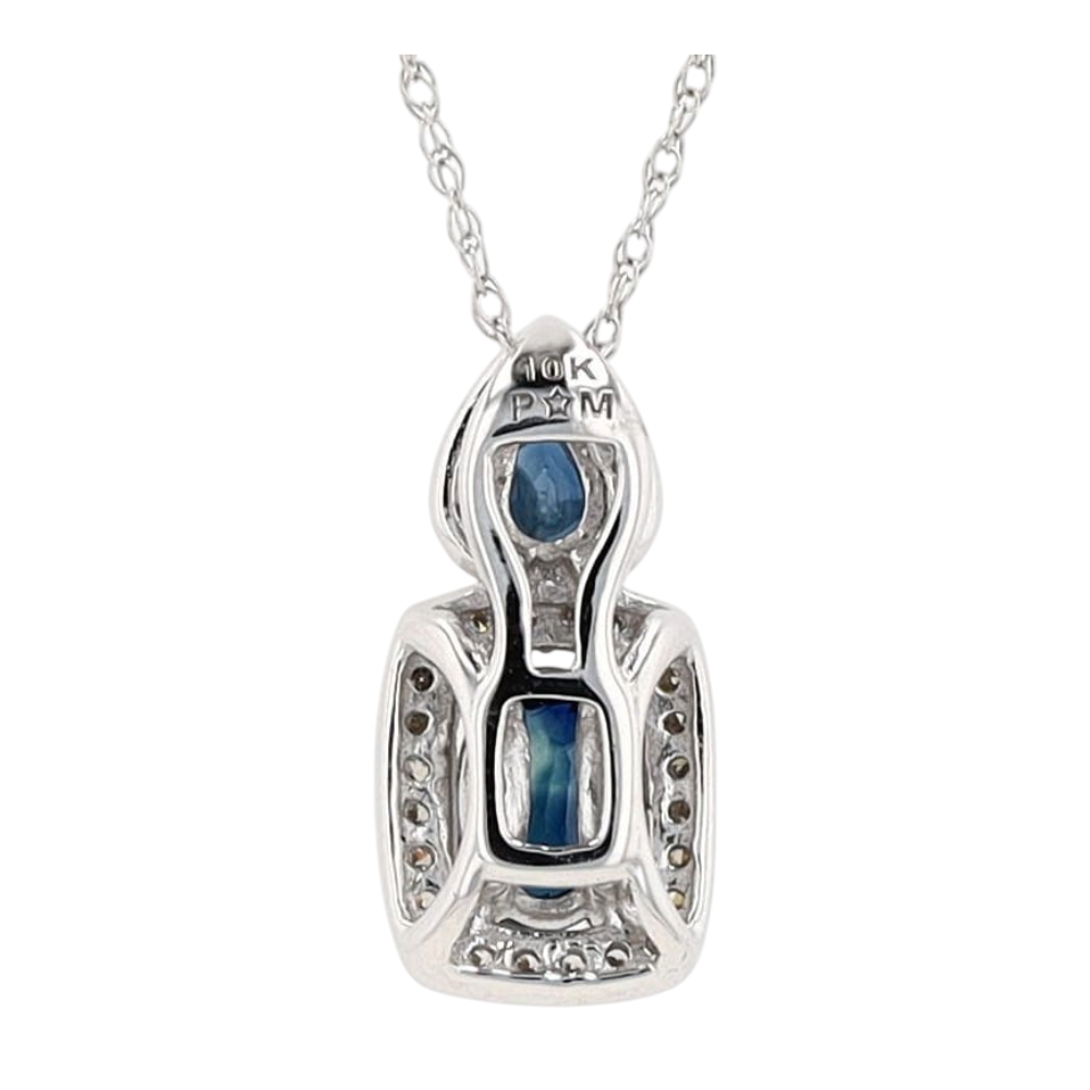 1/2 ctw 10K White Gold Sapphire Pendant Necklace – Image 4