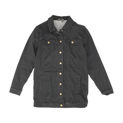 Black Solid Denim Jacket