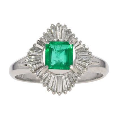 1 1/3 ctw  Platinum Emerald Statement Ring