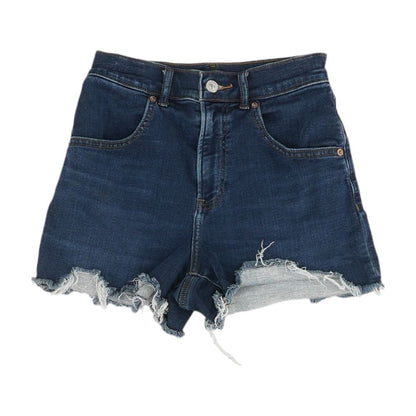 Blue Solid Denim Shorts