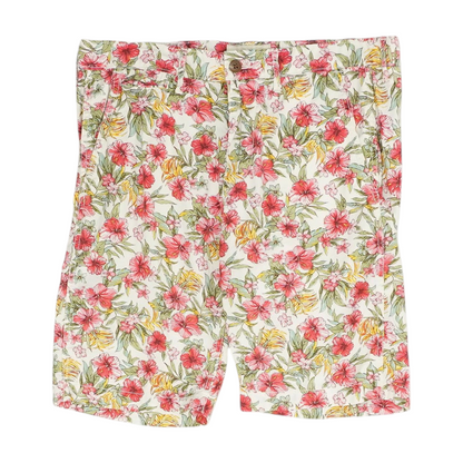 White Floral Chino Shorts