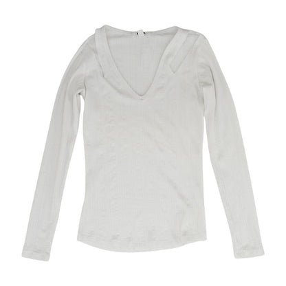 White Solid Long Sleeve Blouse