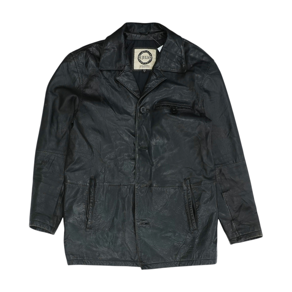 Black Solid Leather Jacket