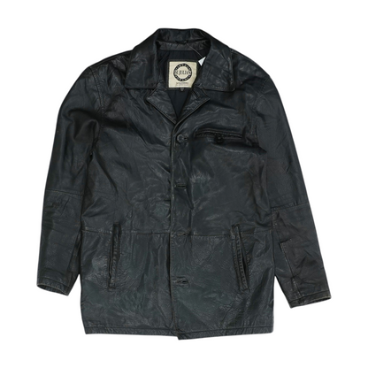 Black Solid Leather Jacket