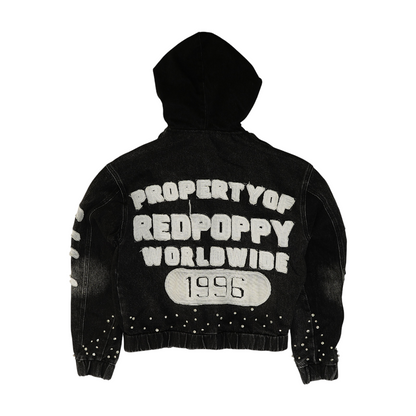 Black Solid Denim Jacket