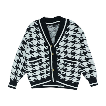 Black Abstract Cardigan Sweater
