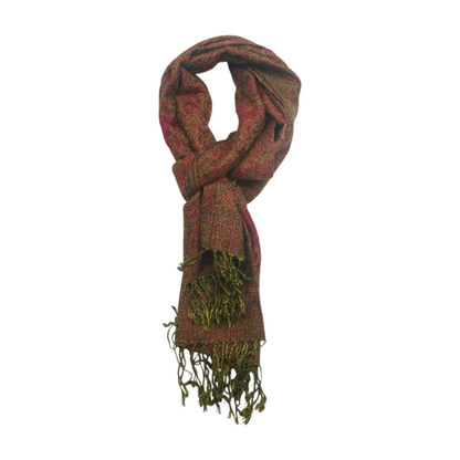 Red Print Cashmere Blend Scarf
