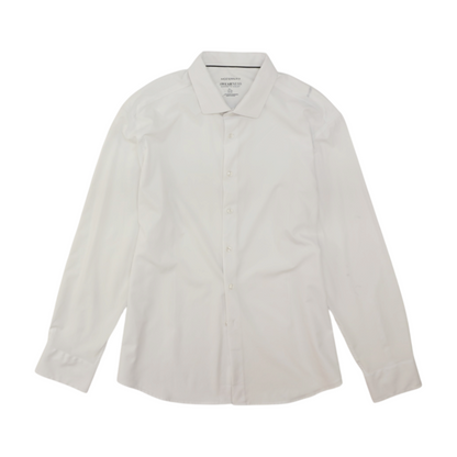 White Solid Long Sleeve Button Down