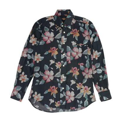 Natural Titanium Floral Long Sleeve Button Down
