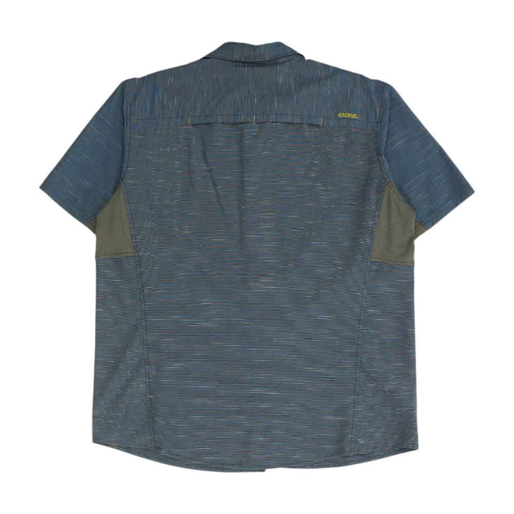 Blue Solid Short Sleeve Button Down