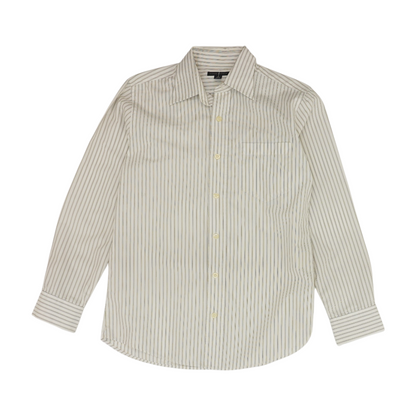 White Striped Long Sleeve Button Down