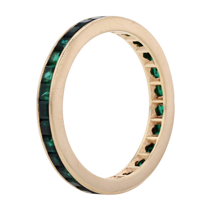 10K Yellow Gold Green Stone Band Ring