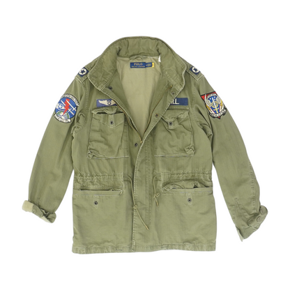 Green Solid Denim Jacket