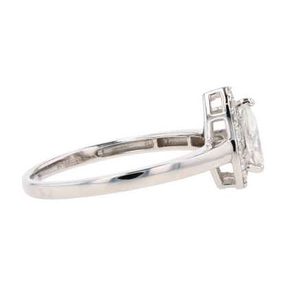 1 1/4 ctw Sterling Silver Moissanite Engagement Ring