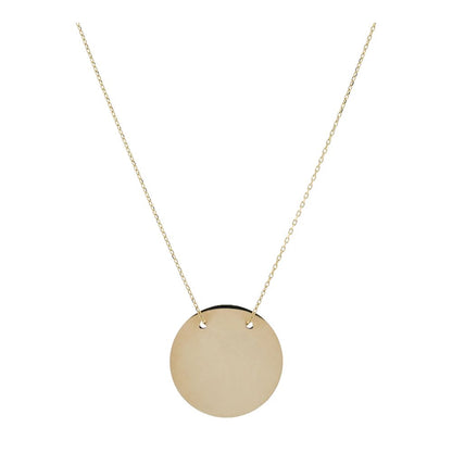 14K Gold Large Disc Pendant Necklace