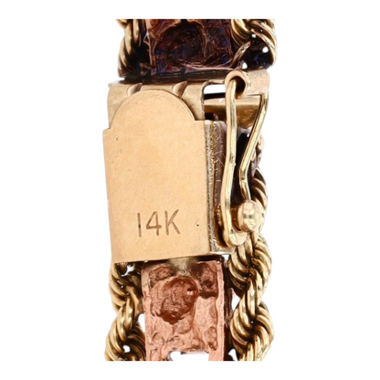 14K Tri-Tone Gold Chain Bracelet