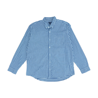 Navy Check Long Sleeve Button Down