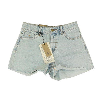 Blue Solid Denim Shorts