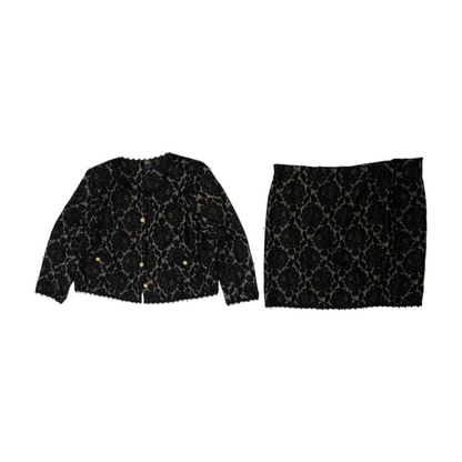 Black Plus Floral Skirt Set