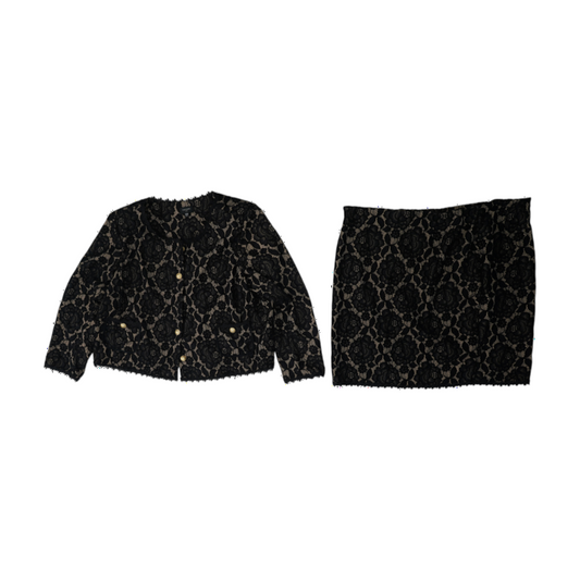 Black Plus Floral Skirt Set