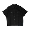 Black Solid Short Sleeve Button Down
