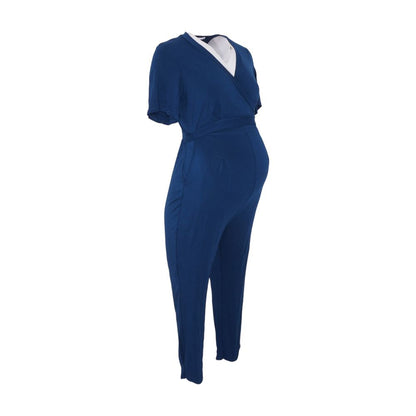 Teal Maternity Jumpsuit