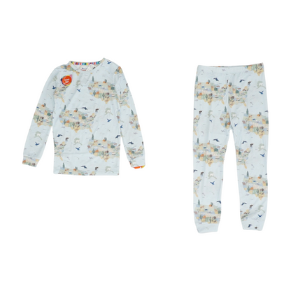Blue Graphic Pajama Set