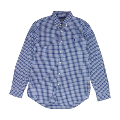 Navy Plaid Long Sleeve Button Down