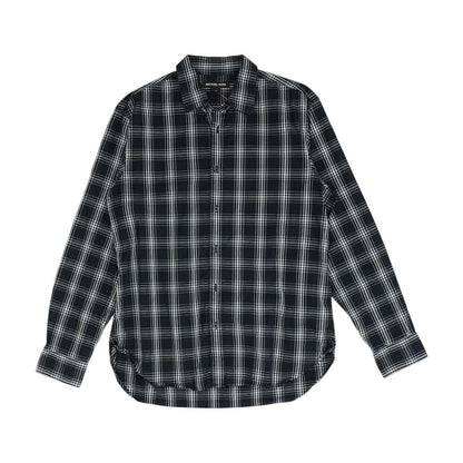 Black Plaid Long Sleeve Button Down