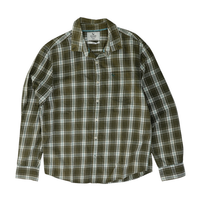 Green Plaid Long Sleeve Button Down