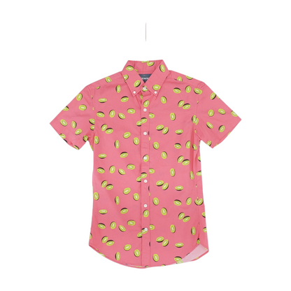 Pink Graphic Short Sleeve Button Down